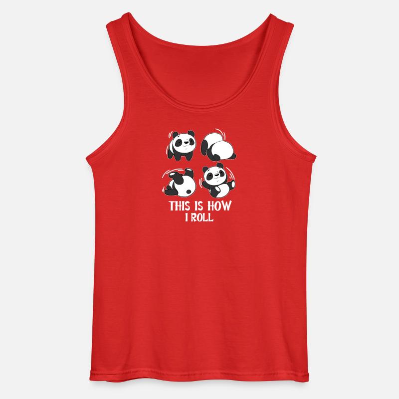Panda Roll Purzelbaum Rolle Gymnastik  - Gildan Männer Tank Top - Rot