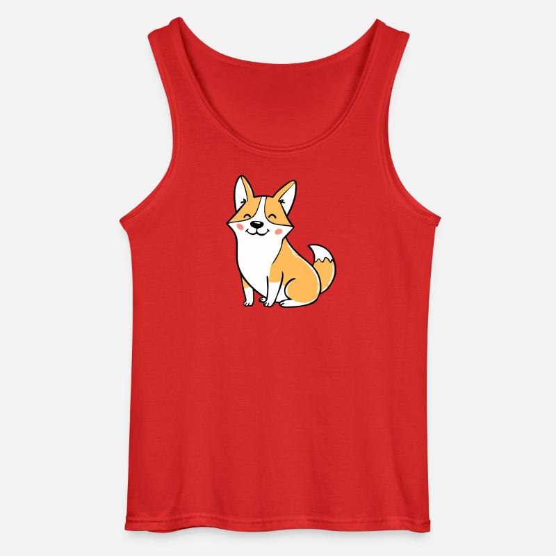 Fröhlicher Corgi (Comic) - Gildan Männer Tank Top - Rot