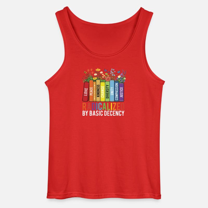 Radicalized Basic Decency Kindness Equality  - Gildan Men’s Tank Top - red