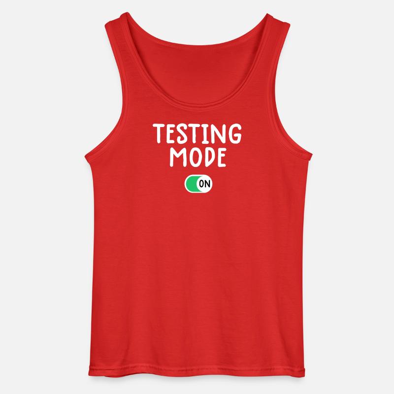 Testing Mode On Graphic Tee - Gildan Men’s Tank Top - red