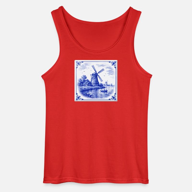 Delfter Windmühle am See - Gildan Männer Tank Top - Rot