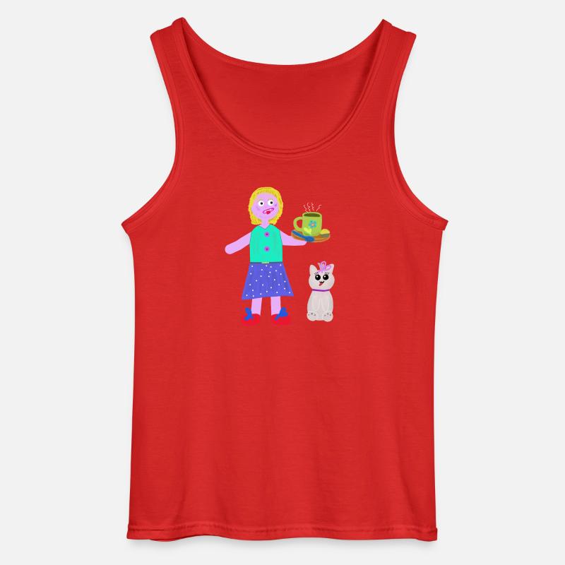 Fröhliche Mädchen Kaffee Praline Katze - Gildan Männer Tank Top - Rot