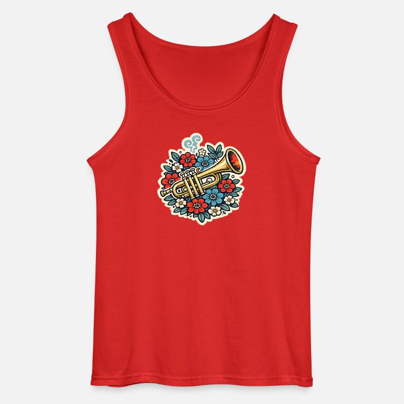 Florale Trompetenexplosion - Gildan Männer Tank Top - Rot