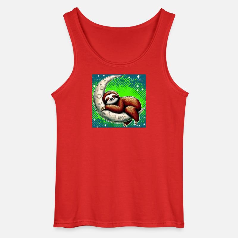 Faultier schläft auf dem Mond - Gildan Männer Tank Top - Rot