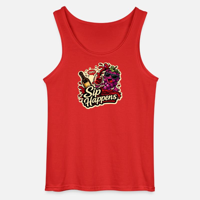 Sip Happens Trauben Comic - Gildan Männer Tank Top - Rot