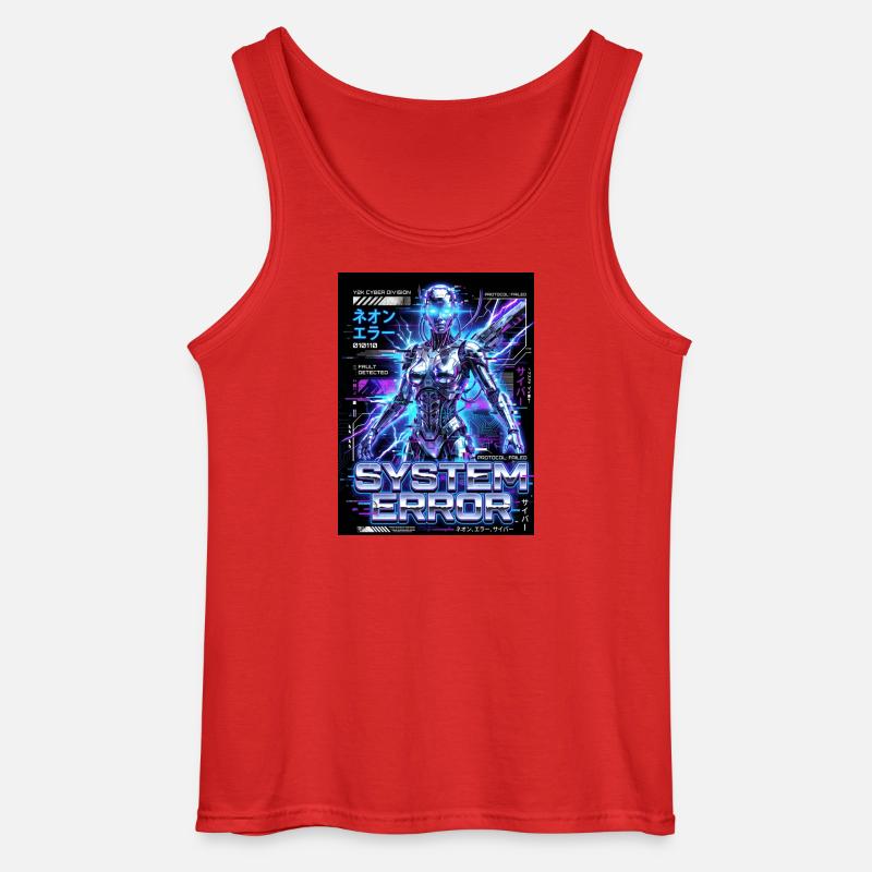 System Error Neon Cyborg - Gildan Men’s Tank Top - red