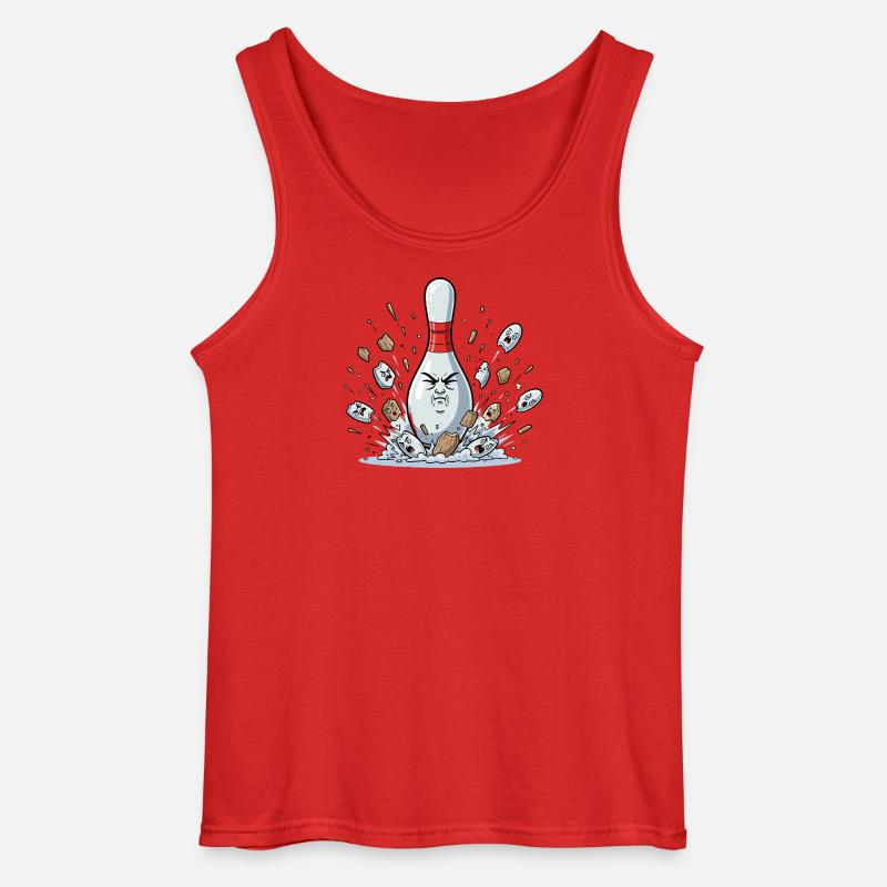 Exploding Bowling Pin Cartoon - Gildan Men’s Tank Top - red
