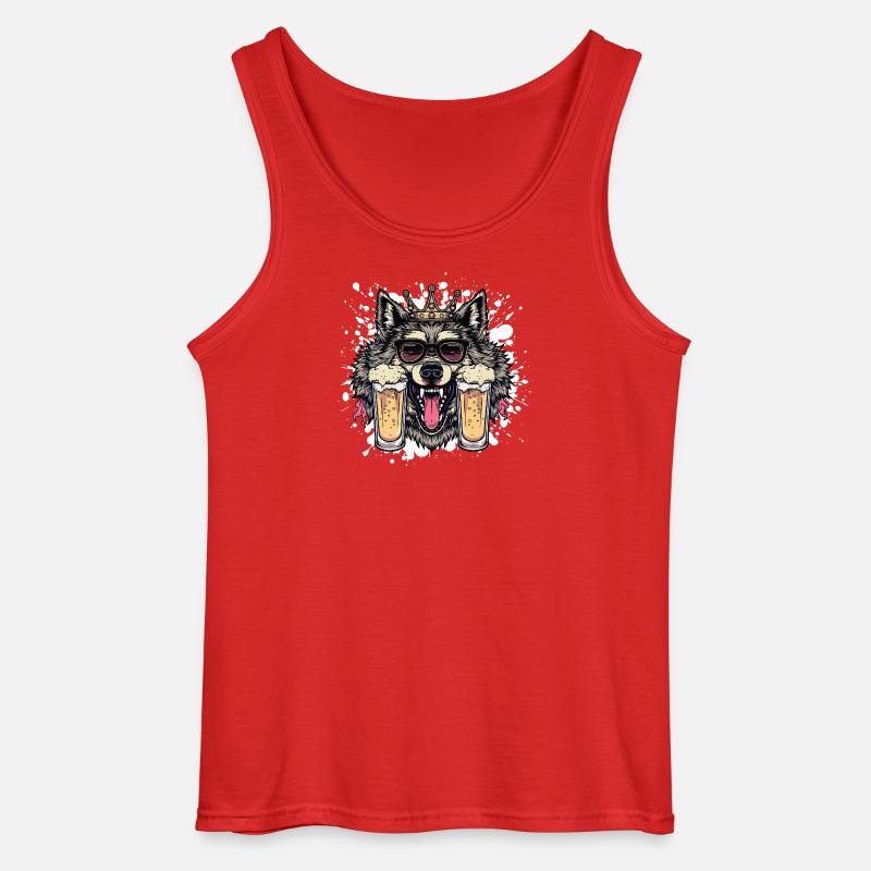 Wolf Bier Lustig - Gildan Männer Tank Top - Rot