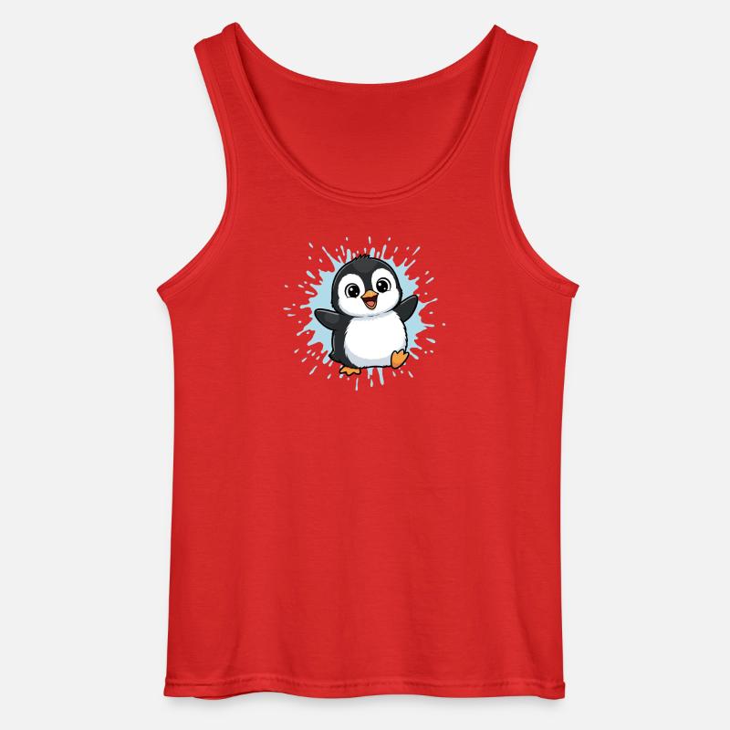 Kunterbunter Pinguin Splash - Gildan Männer Tank Top - Rot