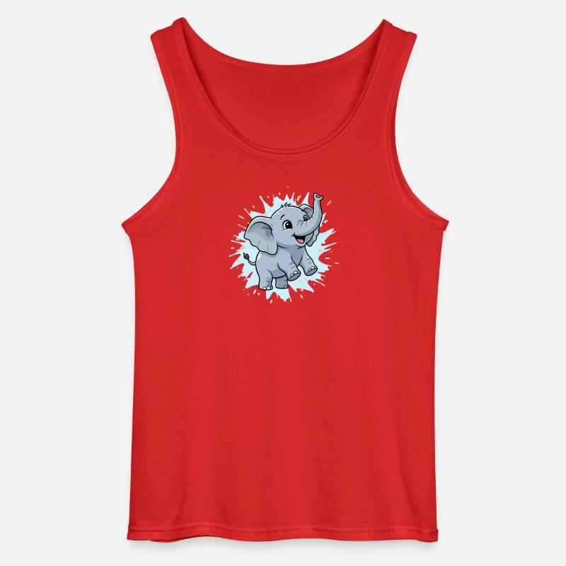 Cute elephant with paint splash - Gildan Men’s Tank Top - red