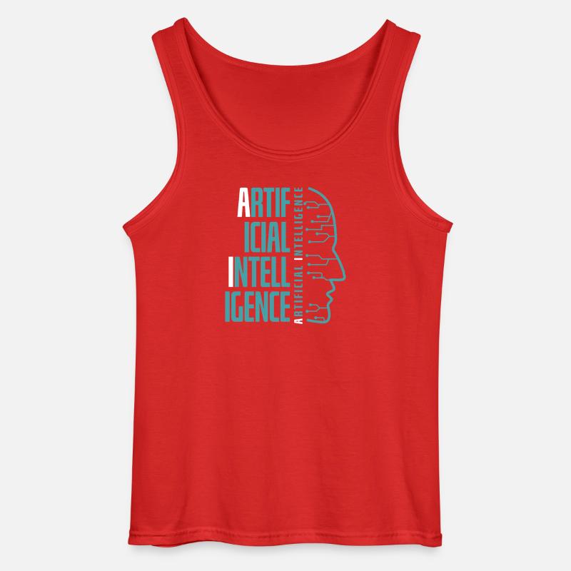 Artificial Intelligence Circuit Face Design - Gildan Männer Tank Top - Rot