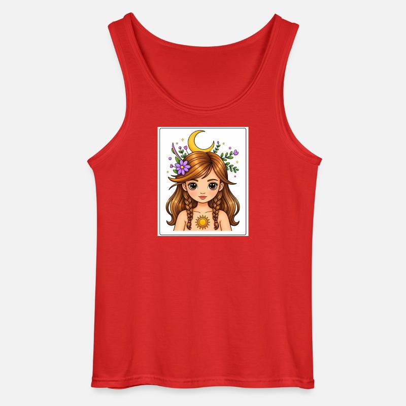 Mondmädchen mit Blumen und Sonne - Gildan Männer Tank Top - Rot