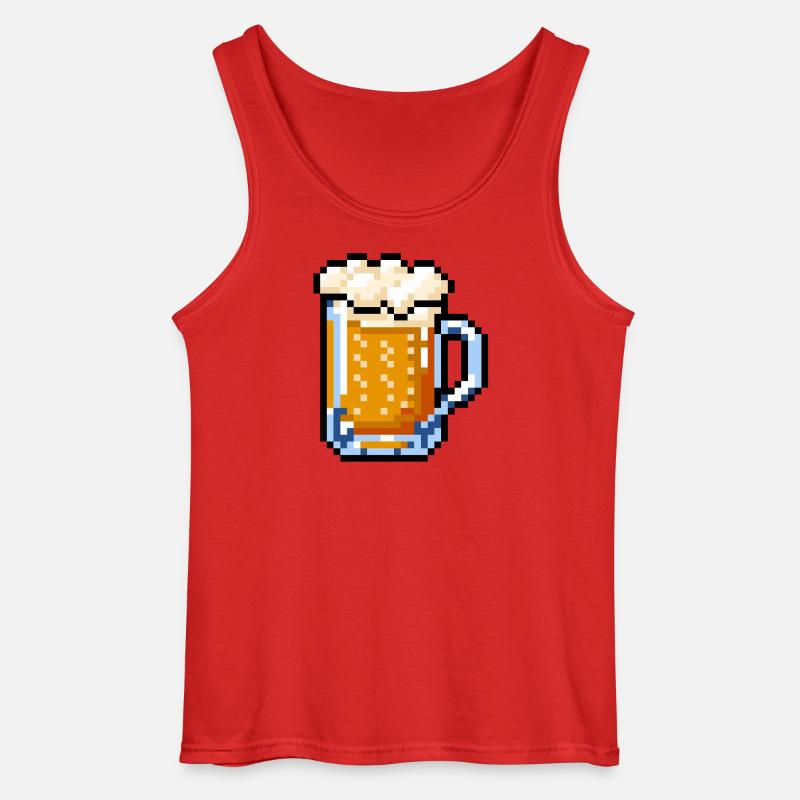 Bierglas Pixel Art – Retro Bier Design - Gildan Männer Tank Top - Rot