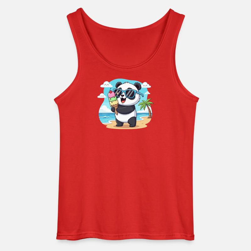 Panda am Strand mit Eiscreme - Gildan Men’s Tank Top - red