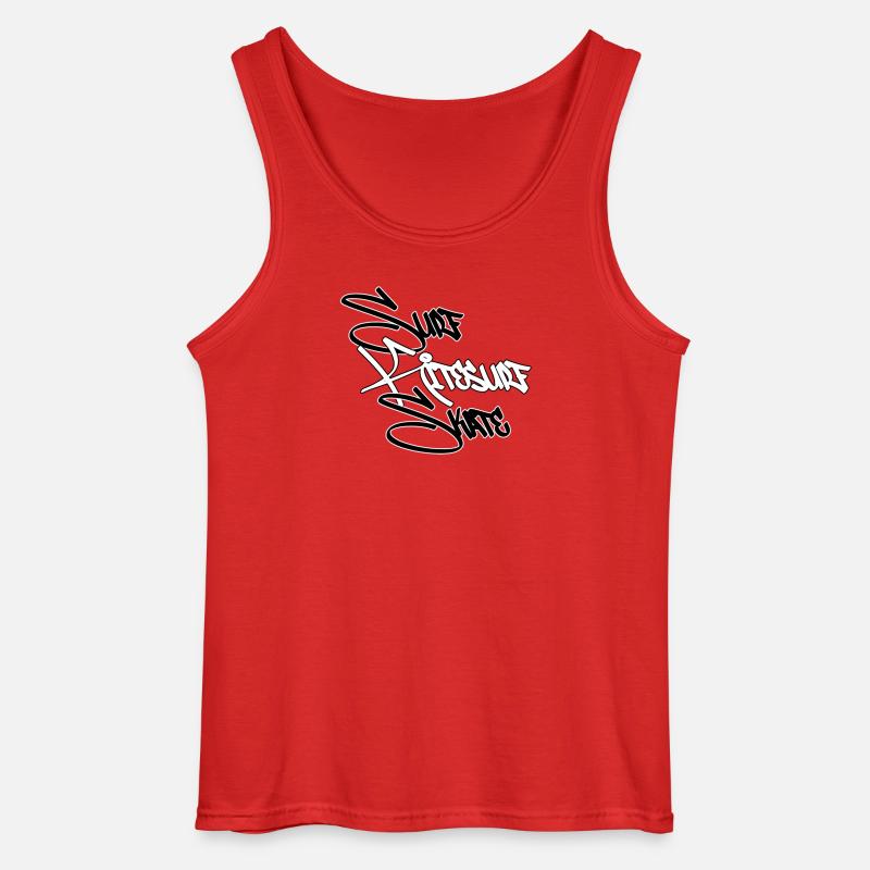 Graffiti Surf Script White - Gildan Men’s Tank Top - red
