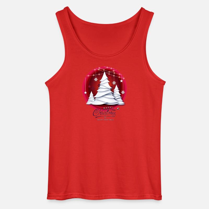 Rotes Weihnachtskugel mit weissen Tannenbäume - Gildan Männer Tank Top - Rot