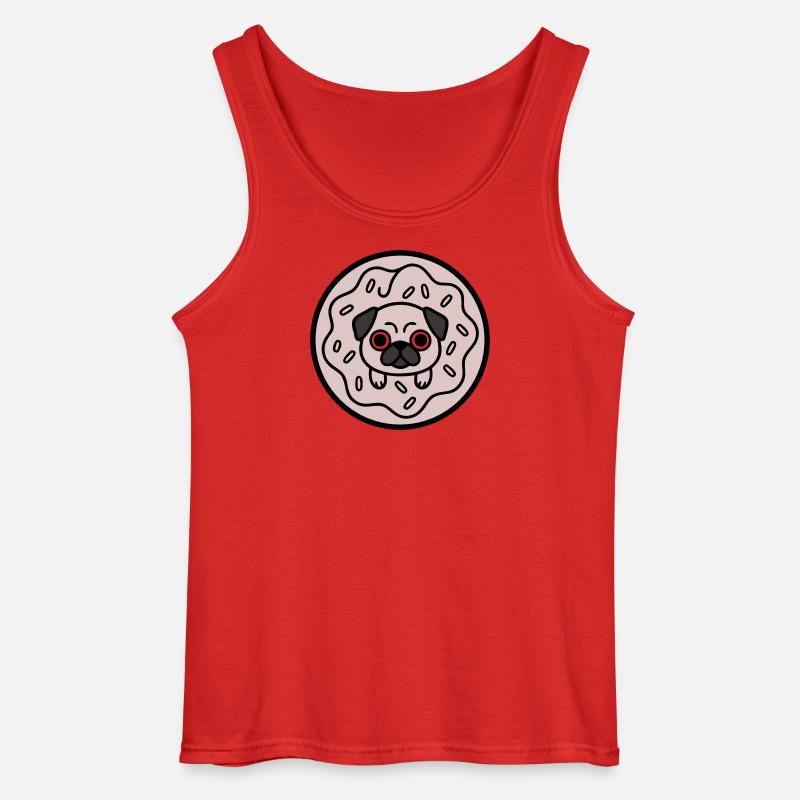 Mops Hund Donut Süßigkeiten - Gildan Männer Tank Top - Rot