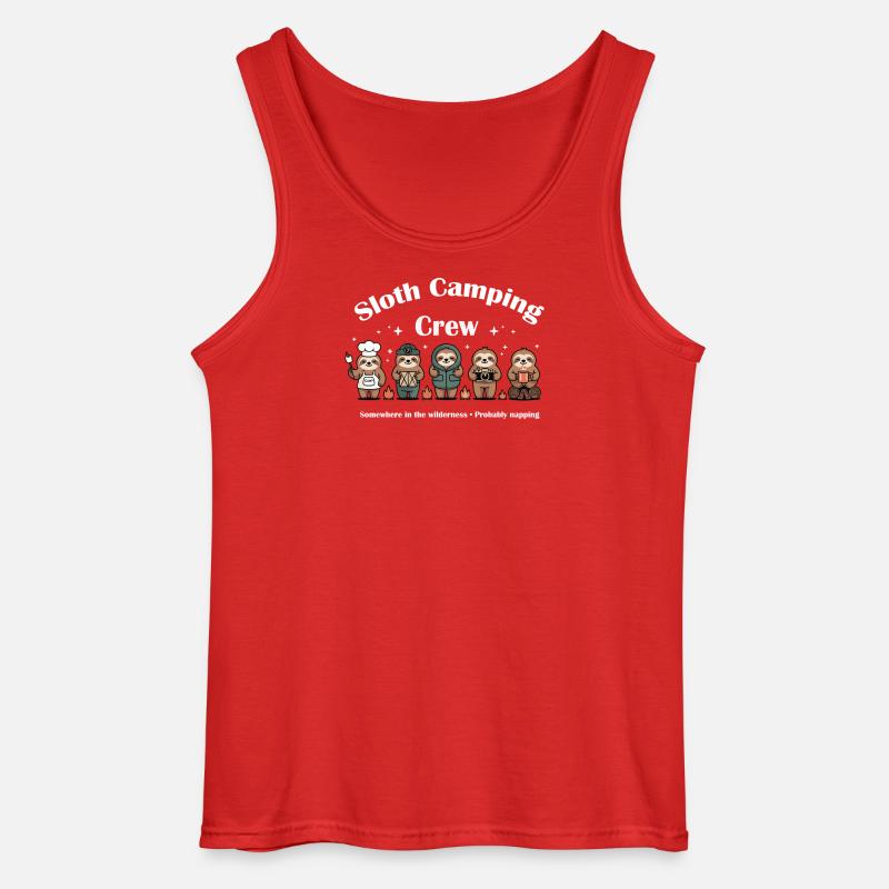 Sloth Camping Crew - Gildan Men’s Tank Top - red