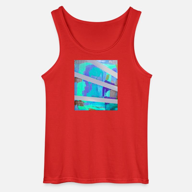 Neon Abstract Stripe Collage - Gildan Men’s Tank Top - red