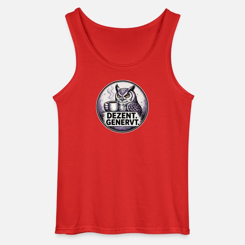 Dezent Genervt Eule mit Kaffee - Gildan Männer Tank Top - Rot