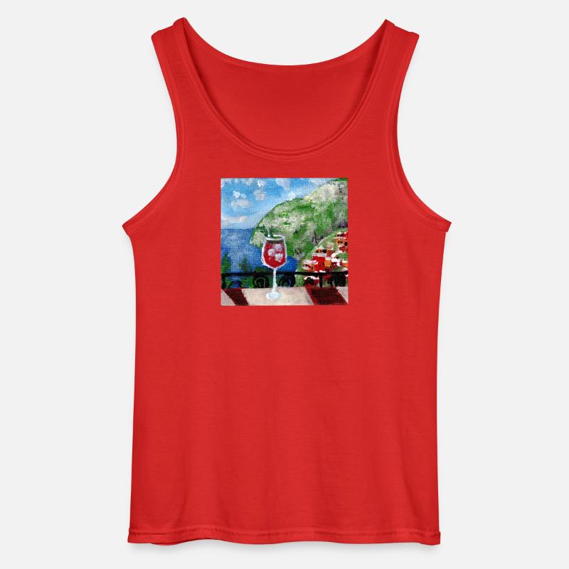 Meerblick_Ölgemälde_mit_cocktail - Gildan Men’s Tank Top - red