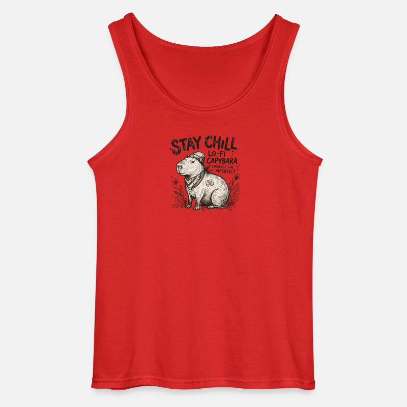 Capybara Chill LoFi Artwork - Gildan Männer Tank Top - Rot