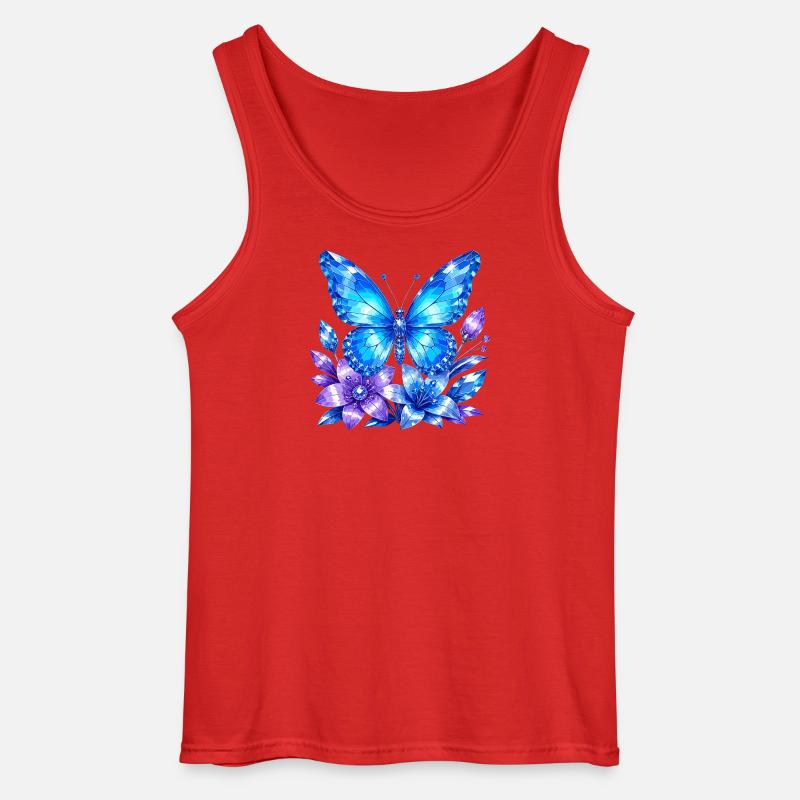 Blauer Schmetterling mit Lavendelblüten - Gildan Männer Tank Top - Rot