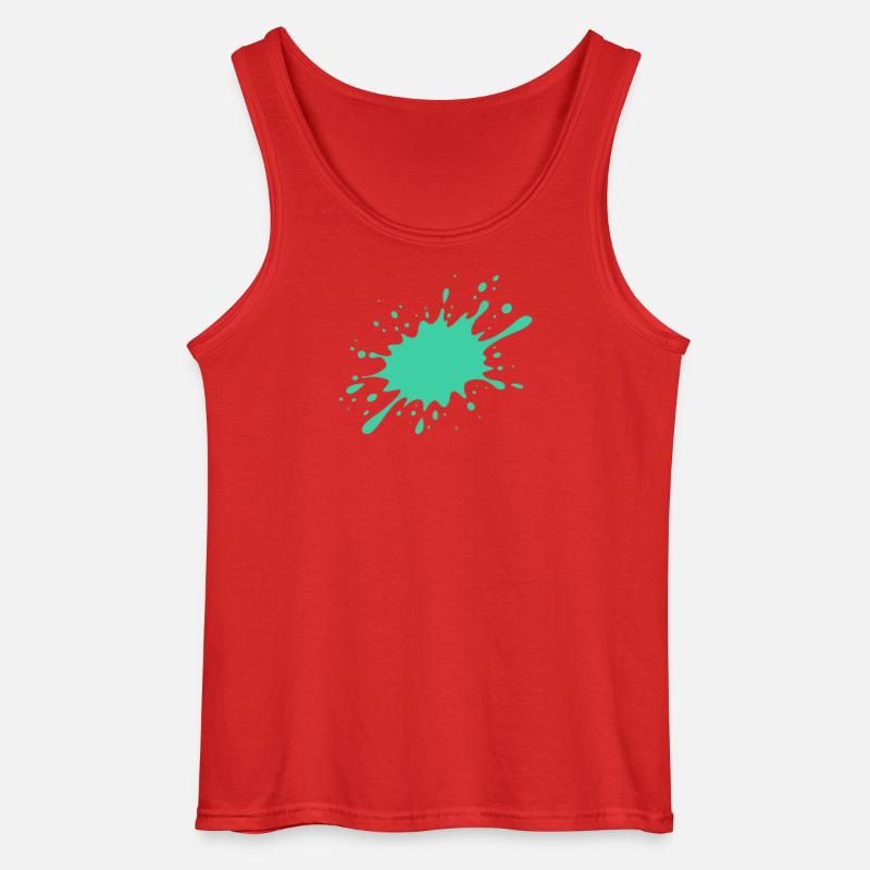 Turquoise paint splash - Gildan Men’s Tank Top - red