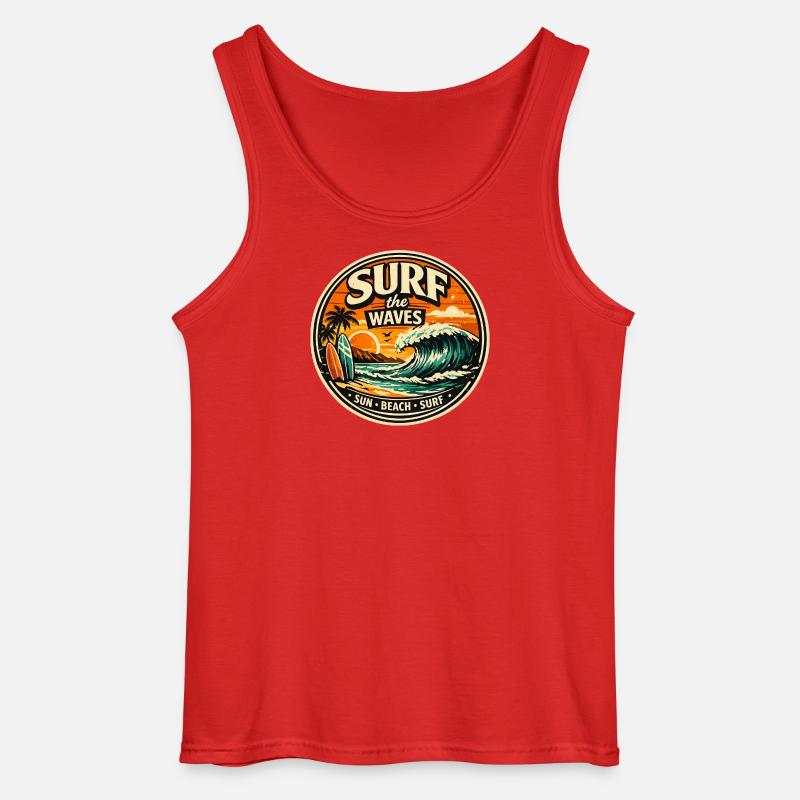Surf the Waves - Gildan Männer Tank Top - Rot