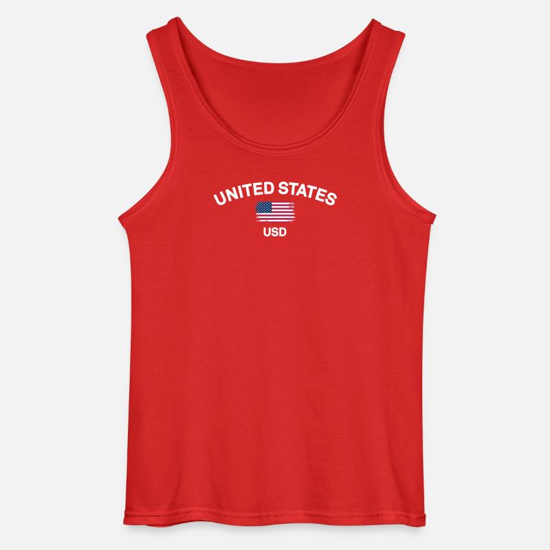 Distressed US Flag USD Graphic - Gildan Men’s Tank Top - red