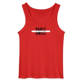 Smile Everytime – Minimal Positive Typography - Gildan Men’s Tank Top - red - Front - AI Model Male 185 dark (185cm)