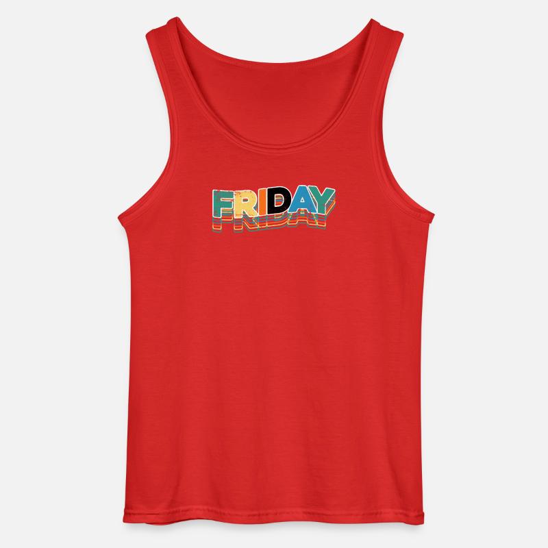 Friday Retro Stack Letters - Gildan Men’s Tank Top - red