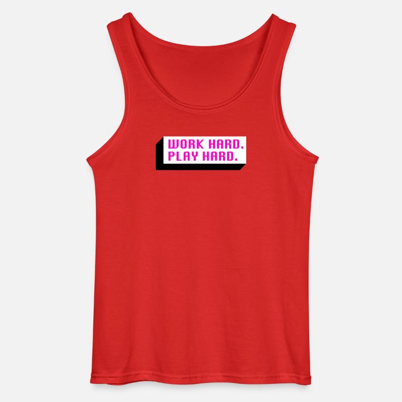 Work Hard. Play Hard. (Pink) - Gildan Men’s Tank Top - red