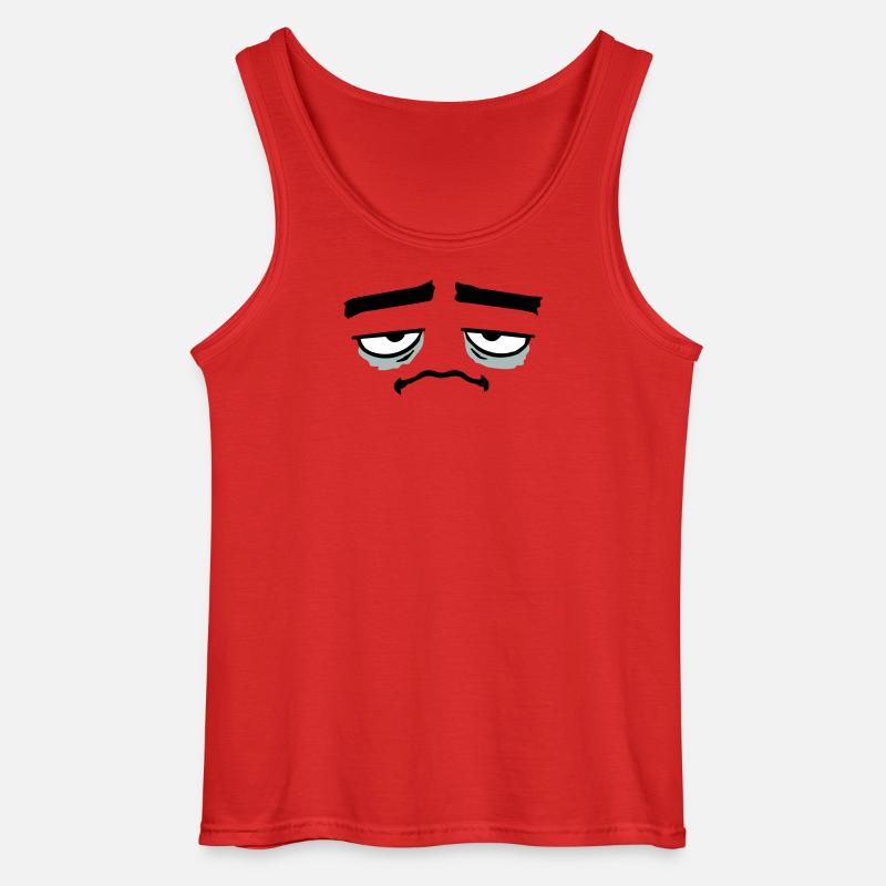 Grumpy sad disappointed face funny - Gildan Men’s Tank Top - red