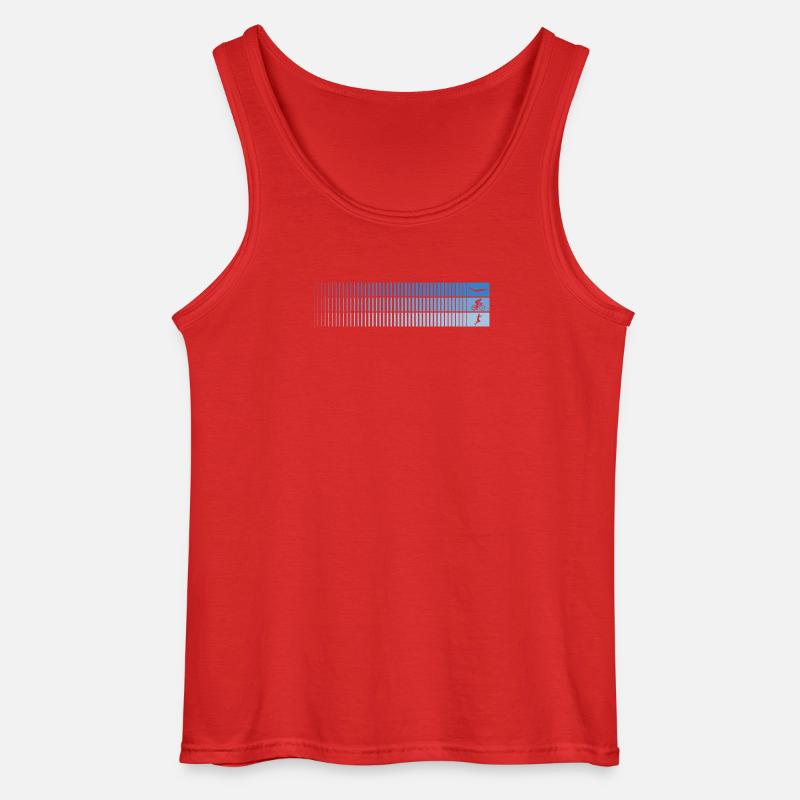 Azure Gradient Barcode Bird - Gildan Men’s Tank Top - red