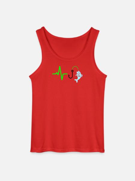 Pulse Line Fishing Fish Icon - Gildan Men’s Tank Top - red