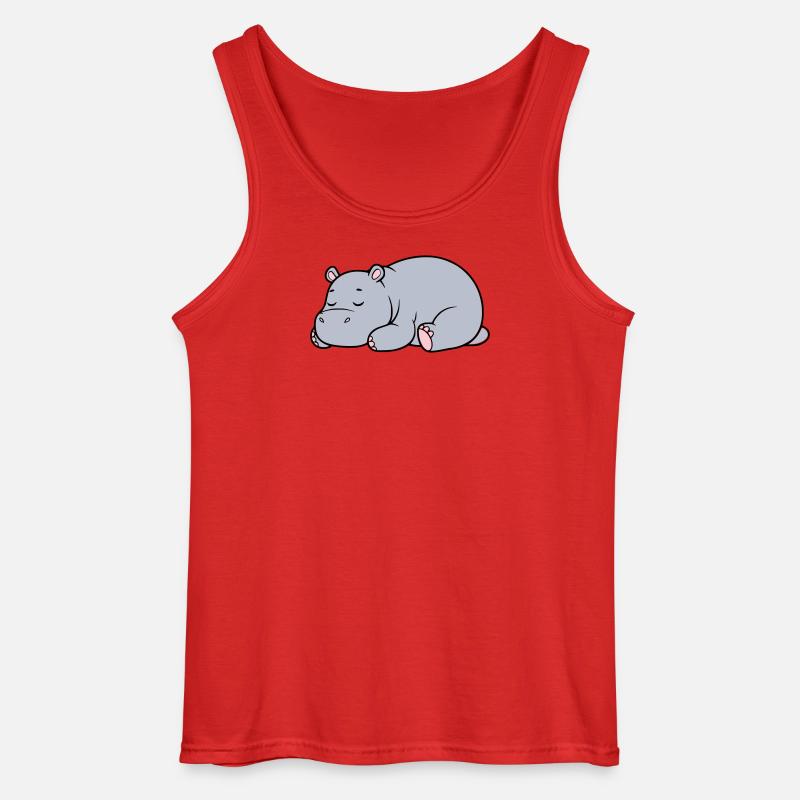 Schlafendes Nilpferd Müde Faul Vektor - Gildan Männer Tank Top - Rot
