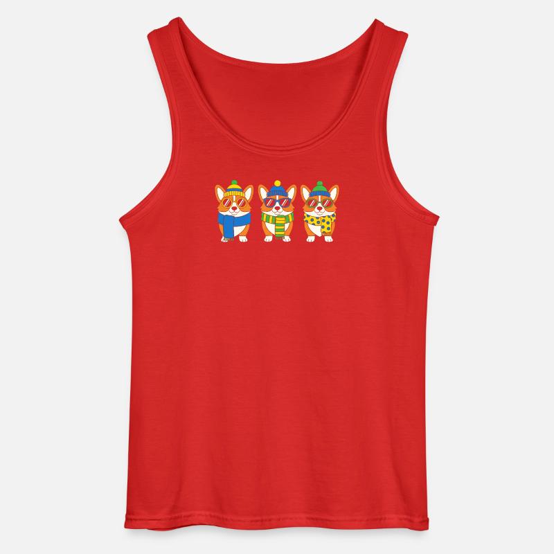 Winter-Corgi-Trio mit Accessoires - Gildan Männer Tank Top - Rot