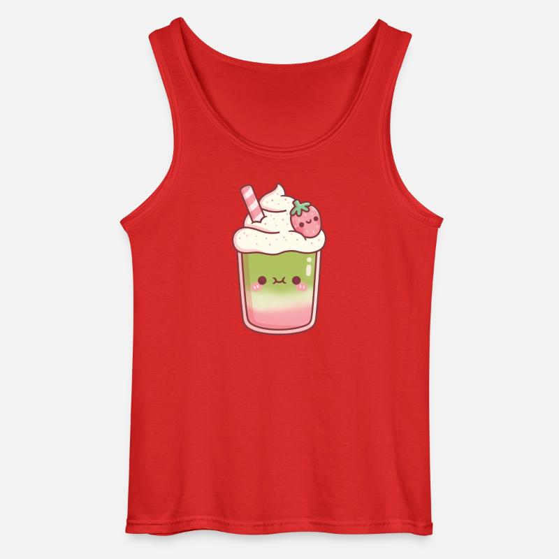 Süßer Eiskaffer Matcha Erdbeer-Latte - Gildan Männer Tank Top - Rot