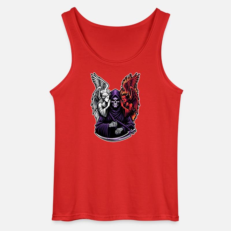Sensenmann mit Engel und Dämon - Gildan Männer Tank Top - Rot