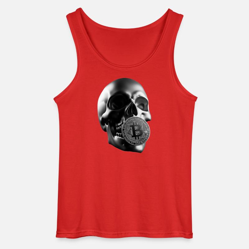Bitcoin Skull Totenkopf Krypto Design - Gildan Männer Tank Top - Rot