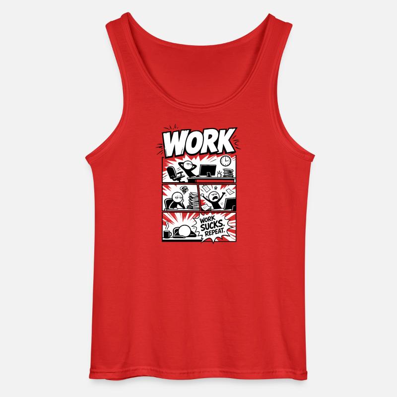 Work Sucks Repeat Comic - Gildan Men’s Tank Top - red