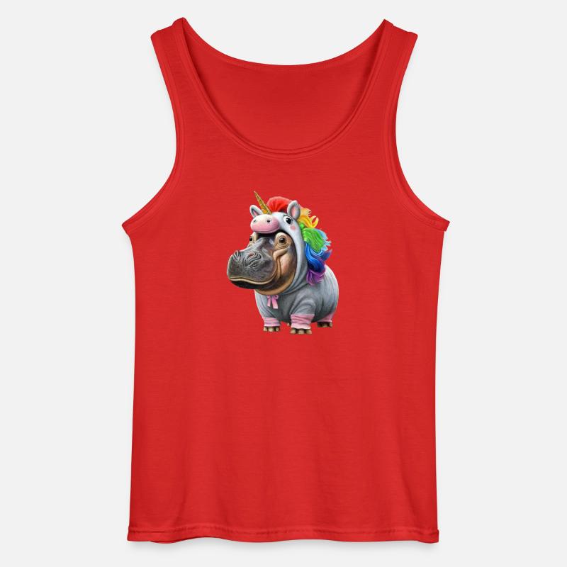Nilpferd Einhorn - Gildan Männer Tank Top - Rot