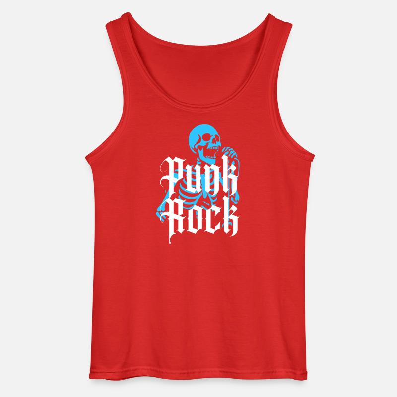 Lebendiges Skelett mit Gothic-Punk-Rock-Text - Gildan Männer Tank Top - Rot
