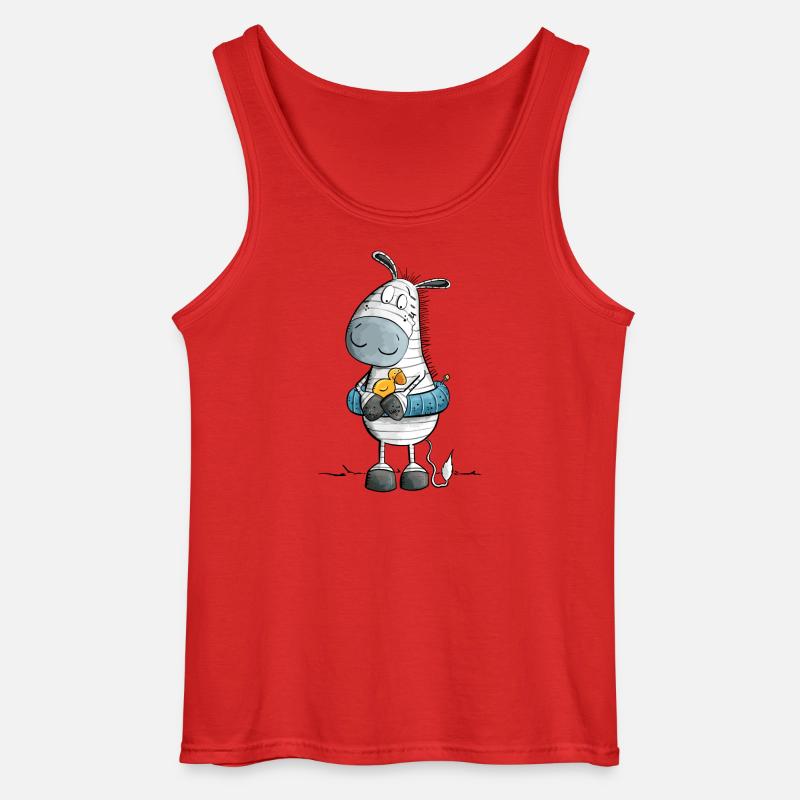 Zebra Summer Beach Float - Gildan Men’s Tank Top - red