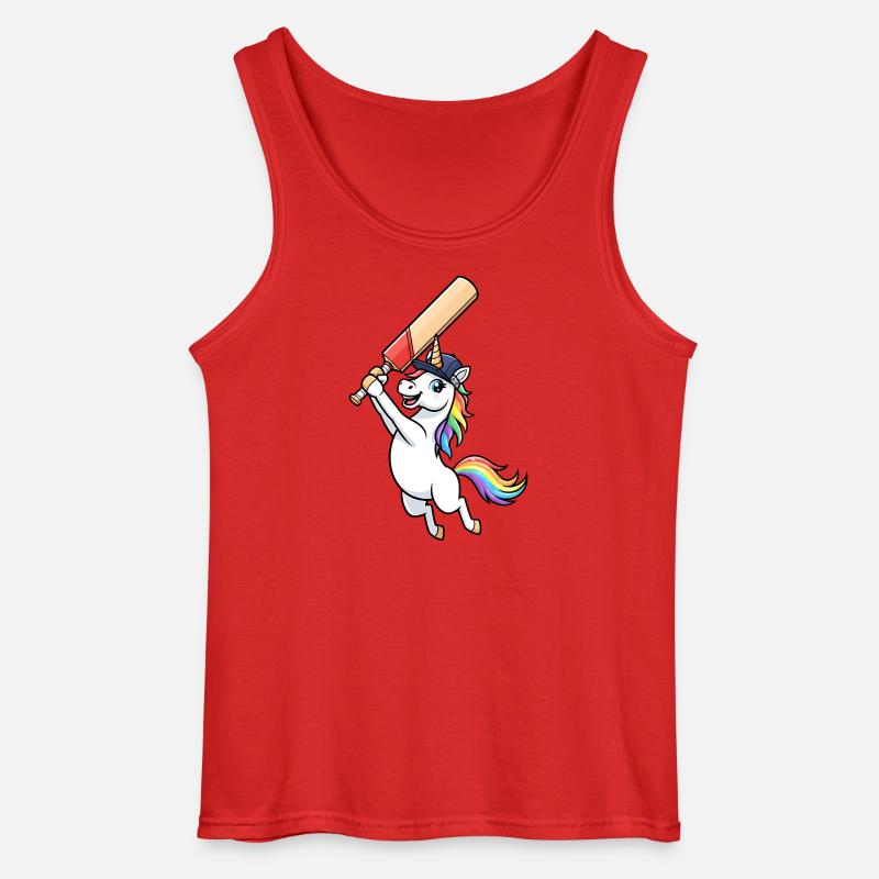 Unicorn Cricket Divertimento Arcobaleno - Canotta da uomo Gildan - rosso