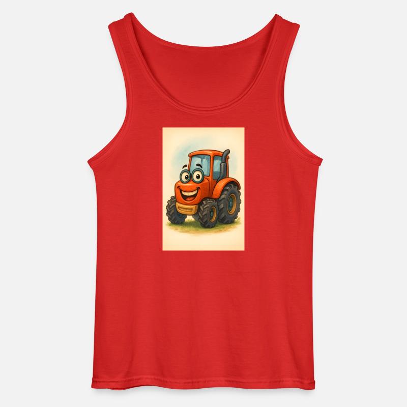 Glücklicher Traktor mit Gesicht - Gildan Männer Tank Top - Rot