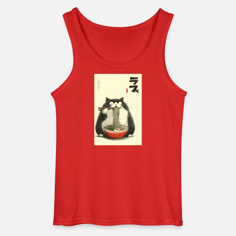 Nudelnde Katzen-Ramen - Gildan Männer Tank Top - Rot