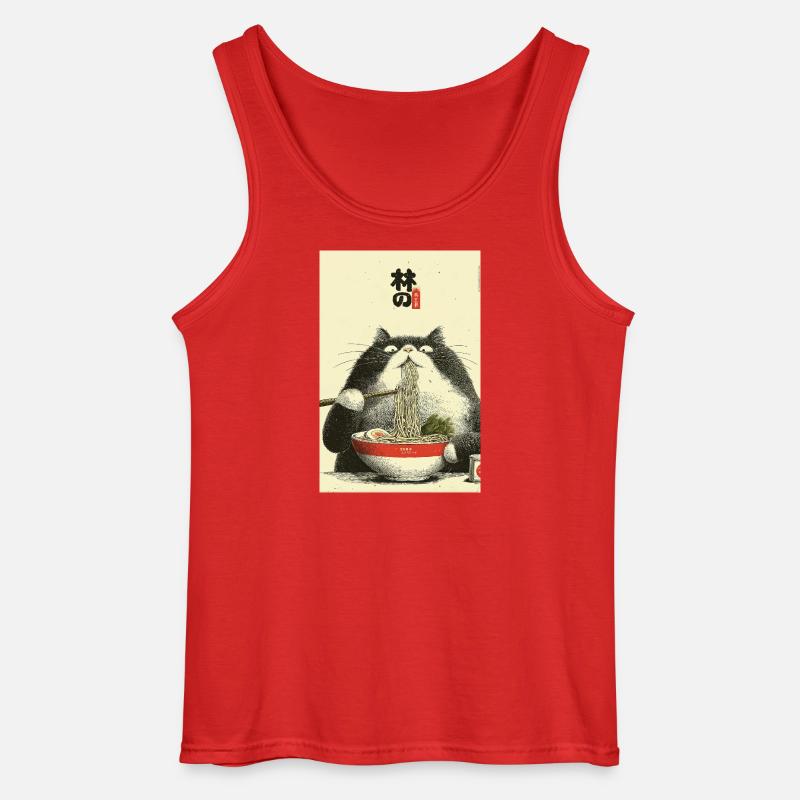 Ramen-Katzen-Ukiyoe-Stil - Gildan Männer Tank Top - Rot