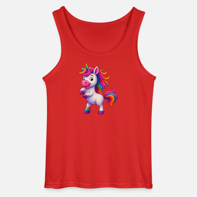 Bunter Einhorn mit Regenbogenmähne - Gildan Männer Tank Top - Rot
